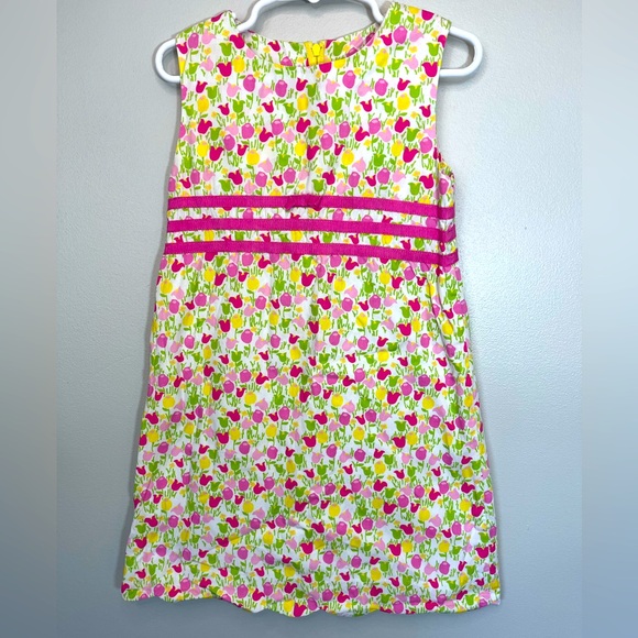 Lilly Pulitzer Girls Tulip Print Sleeveless Summer Sundress Shift Dress Size 4 - Picture 1 of 8